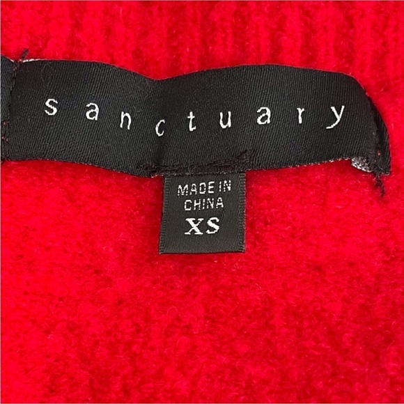 Sanctuary Red Deep V Wool Blend Sweater - Picture 4 of 6